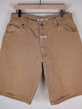 Vintage 90s Boss Denim Shorts Jorts Wheat Size 36 Waist 33" Inseam 11.5"
